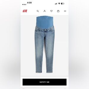 H&M Mama maternity slim ankle jeans size xs light wash